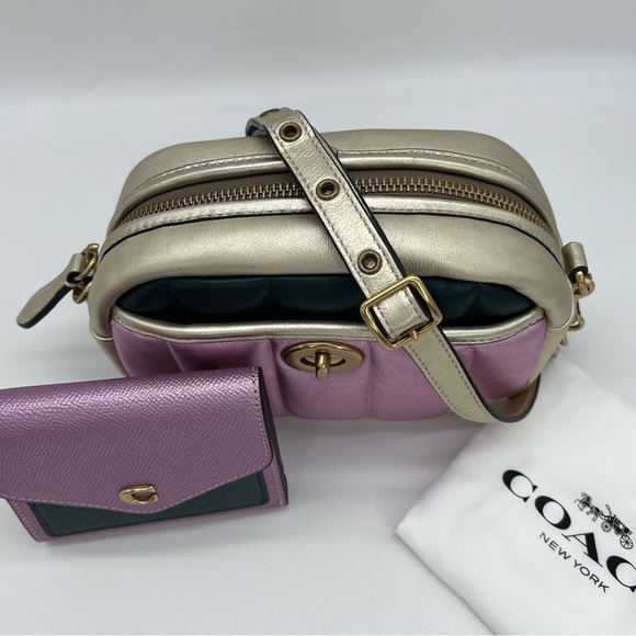 Coach quilted colorblock metallic multi camera bag and matching wallet - Picture 2 of 16